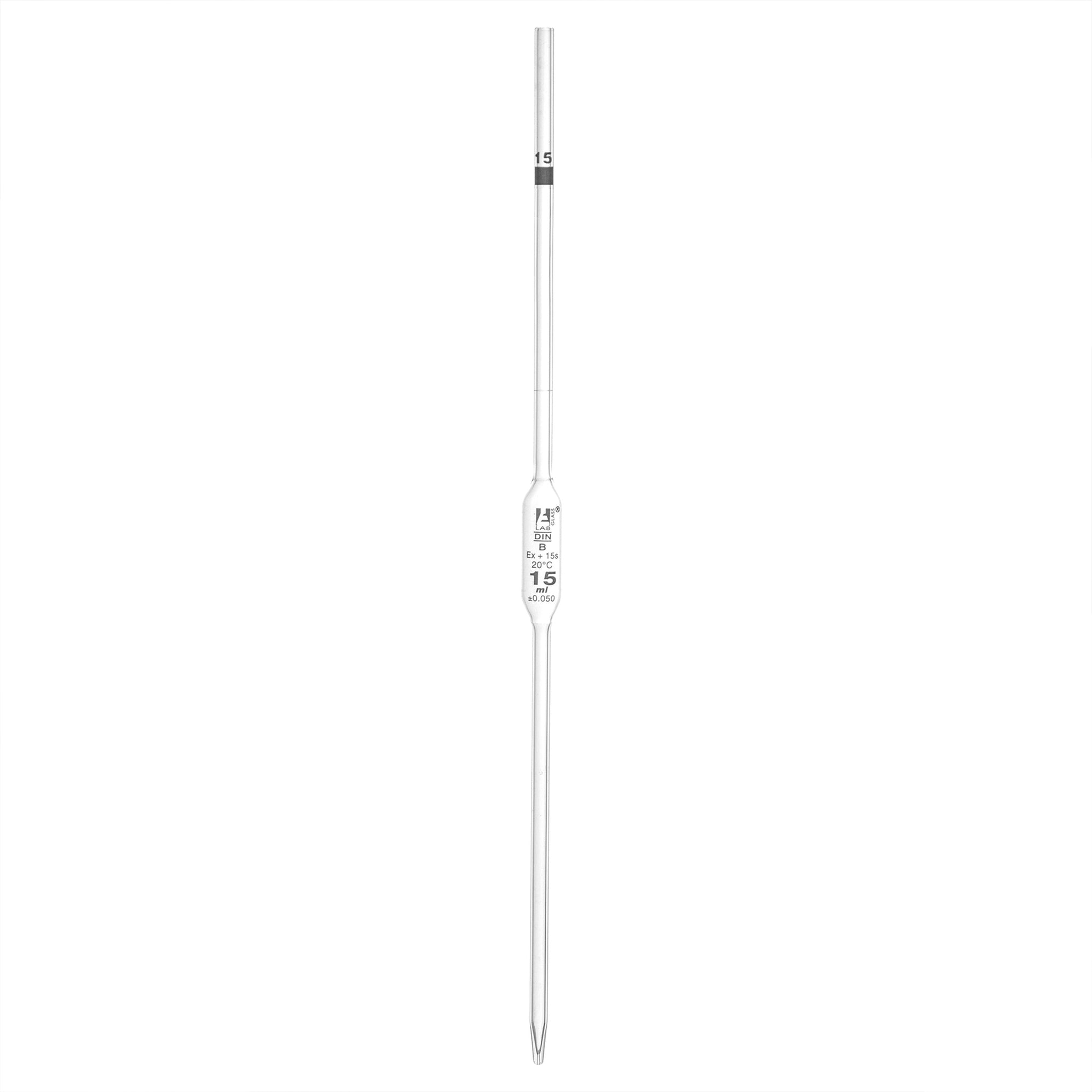 Bulb Form Pipette, 15ml - Class B, Tolerance ±0.050 - White Graduation ...