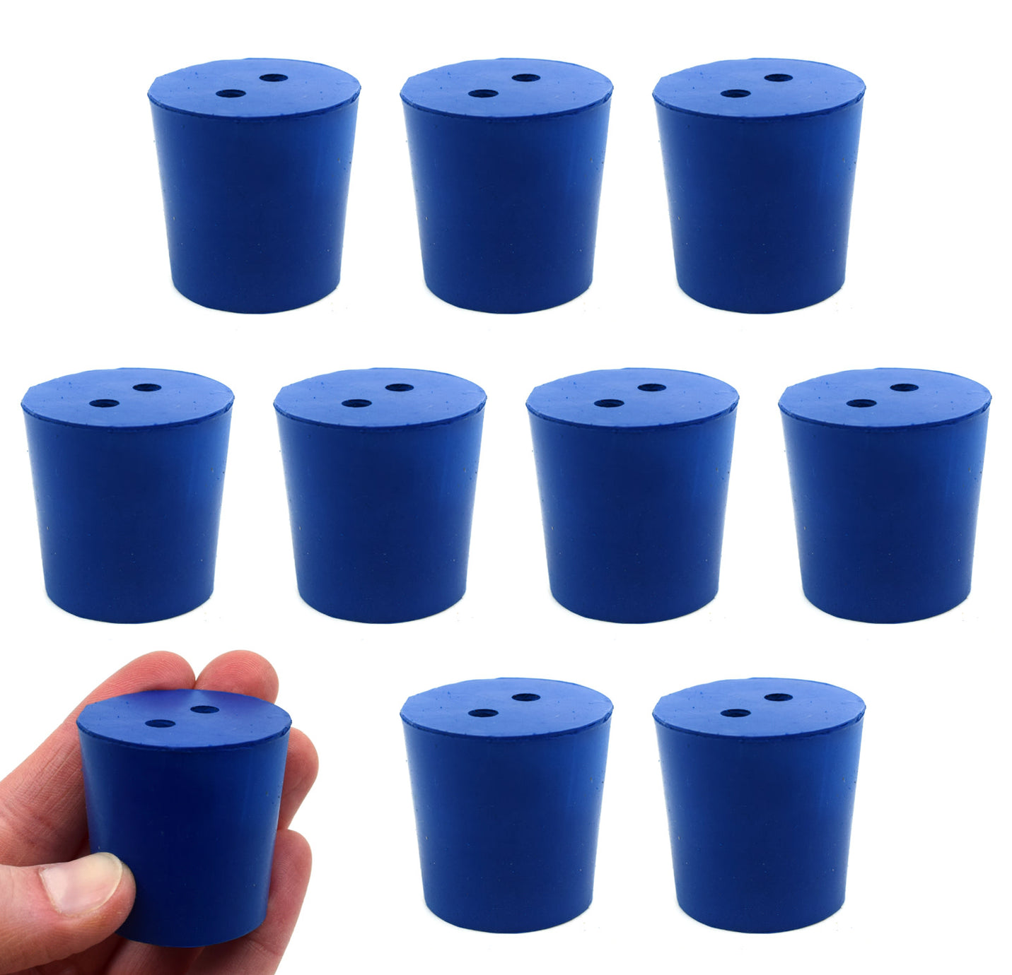 Neoprene Stoppers, 2 Holes - Blue - Size: 31mm Bottom, 36mm Top, 35mm ...