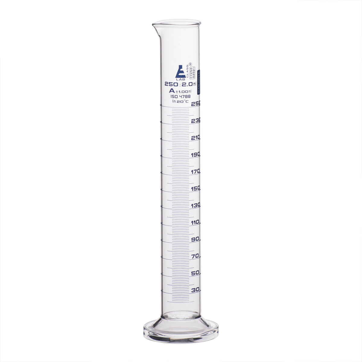 Graduated Cylinder, 250ml - Class A - Round Base - Borosilicate Glass ...