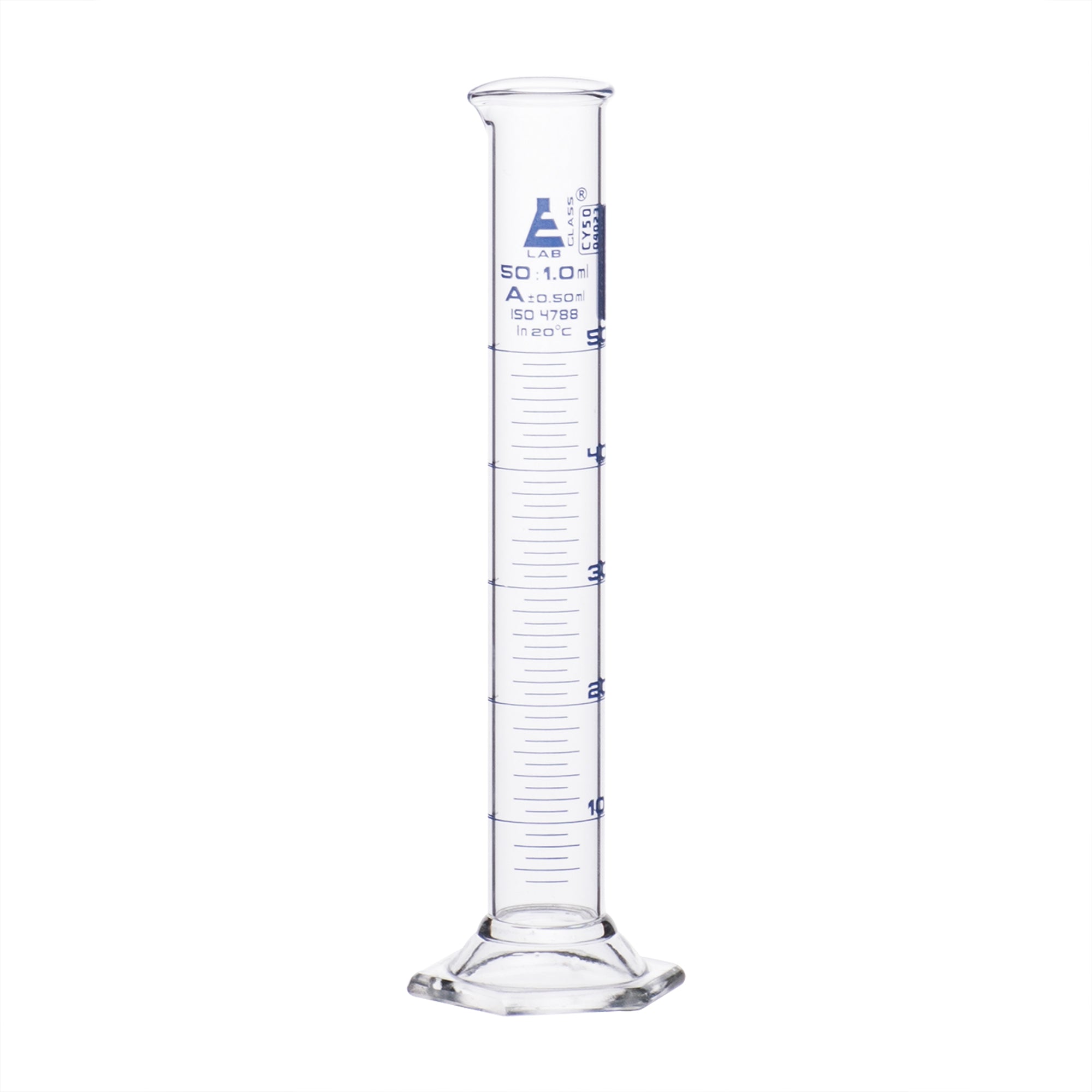 Graduated Cylinder 50ml Class A Hexagonal Base Borosilicate Gla — Eisco Labs 1784