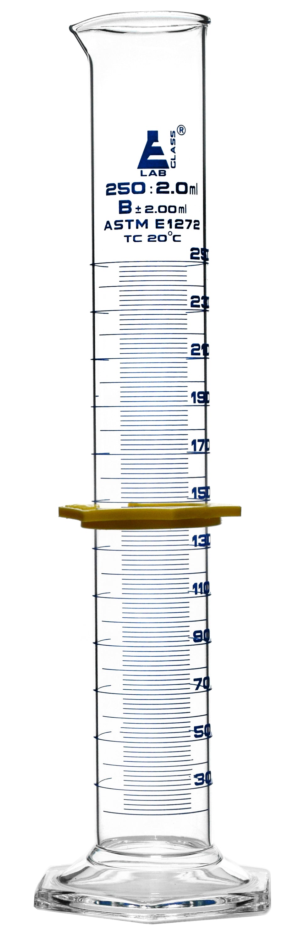 Measuring Cylinder 250ml Astm Class B Tolerance ±200ml Protectiv — Eisco Labs 