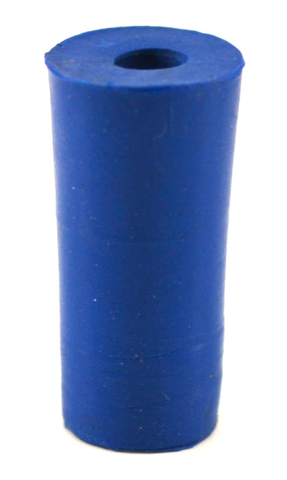 Neoprene Stoppers, 1 Hole - Blue - Size: 8mm Bottom, 10.5mm Top, 20mm Length - Pack of 10